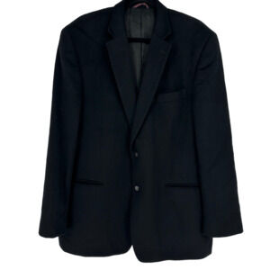Vintage Men’s 46L Camel Hair Sport Coat Black Blazer Two Button Classic